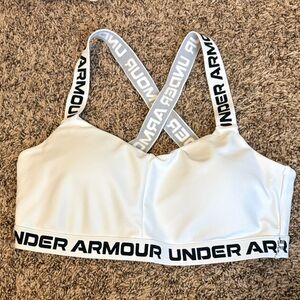 Under Armour Women's White Sports Bra with Logo Straps